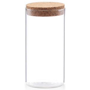Borcan pentru depozitare cu capac din pluta, Glass B, 550 ml, Ø 7,5xH16 cm