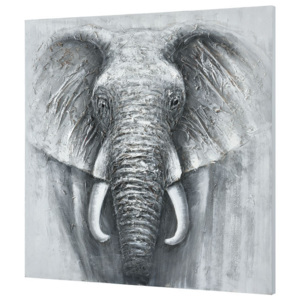 Tablou pictat manual - elefant Model 64 - panza in, cu rama ascunsa - 100x100x3,8cm