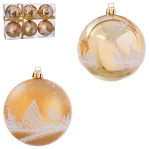 Set 6 decorațiuni de Crăciun Unimasa Landscape, auriu