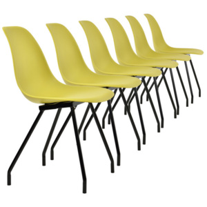Set 2 scaune bucatarie, en.casa, 83 x 46 cm, plastic PP, galben-mustar