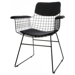 Set perne bumbac negru pentru sezut si spatar scaun cu manere HK Living