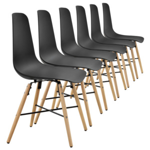 Set 6 scaune design - 85,5 x 46 cm, forma sezut scoica - negru