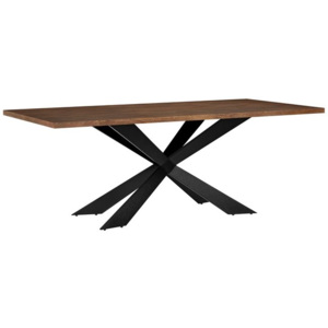 Masa design elegant Model 2, metal/MDF/lemn nuc, 200 x 100 cm, 6-8 persoane, culoare lemn de nuc