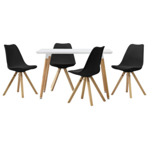 Masa design de bucatarie/salon alba - 120 x 70 cm - cu 4 scaune moderne de culoare neagra