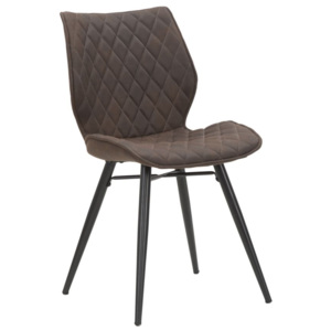 Set 2 scaune tapitate cu stofa cu picioare metalice Sedia Underground Brown, l47,5xA58xH84,5 cm