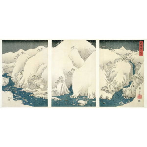 Snow storm in the mountains and rivers of Kiso, Reproducere, Ando or Utagawa Hiroshige