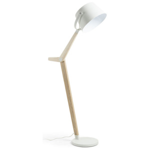 Lampadar lemn si metal alb 188 cm Dwight La Forma