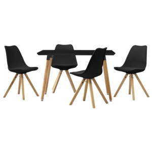 Masa design de bucatarie/salon neagra - 120 x 70 cm - cu 4 scaune moderne de culoare neagra