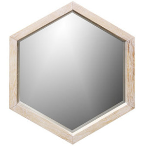 Oglinda hexagonala din lemn Feline S Woood