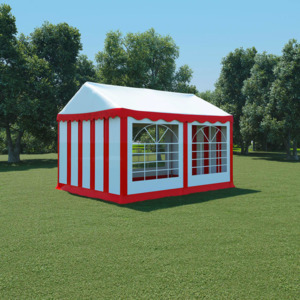 Pavilion de grădină PVC 3 x 4 m, Roșu și Alb