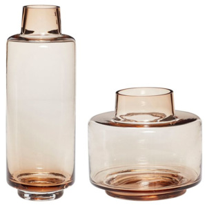 Set 2 vaze din sticla roz transparenta Ginger Hubsch