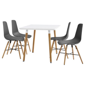 Set Blanka masa bucatarie cu 4 scaune, masa 120 x 70 cm, scaun 85,5 x 46 cm, MDF/plastic, gri