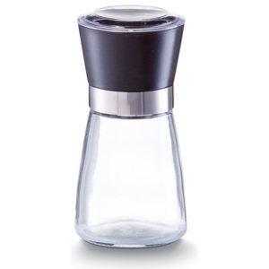 Rasnita sare / piper din sticla si plastic, Small Black Ø 6,5xH13,6 cm