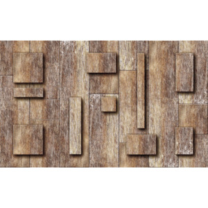 Fototapet vlies: Dreptunghiuri de lemn - 184x254 cm