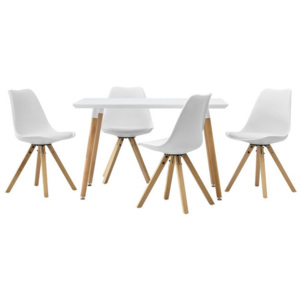Masa design de bucatarie/salon alba - 120 x 70 cm - cu 4 scaune moderne de culoare alba