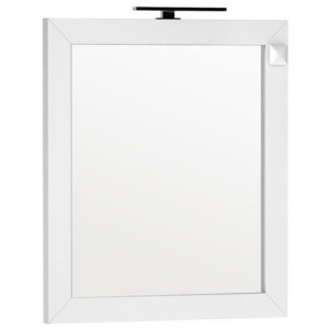 Oglinda Oristo Wave 80 x 90 cm cu iluminare si priza electrica, alb lucios