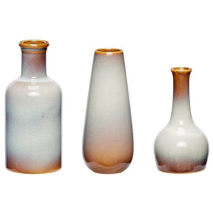 Set 3 vaze din ceramica alba si maro Cera Hubsch