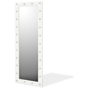 Oglindă de perete, piele artificială, 50 x 140 cm, alb lucios