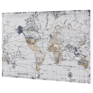 Design fotografie de perete imprimata pe hartie pergament - harta lumii Model 2- cu rama ascunsa - 60x90x3,8cm
