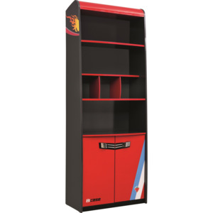 Biblioteca din pal cu 2 usi, pentru copii Champion Racer Red / Grey, l70xA35xH187 cm