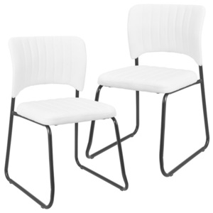 Set 2 scaune design imitatie de piele - 78 x 45,7cm - alb
