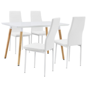 Masa design de bucatarie/salon - cu 4 scaune imitatie de piele - alb
