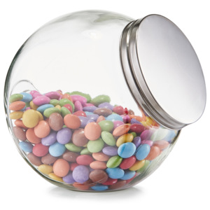 Borcan pentru depozitare din sticla Candy, capac metalic, 1200 ml, l15xA10,5xH15 cm