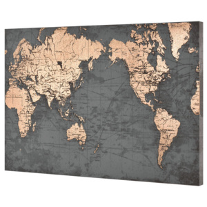 Design fotografie de perete imprimata pe hartie pergament - harta lumii Model 1- cu rama ascunsa - 60x90x3,8cm