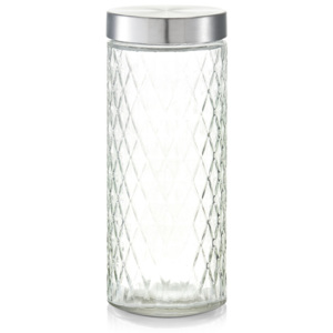 Recipient pentru depozitare cu capac metalic, Diamond III Glass, 2000 ml, Ø 11xH27,5 cm