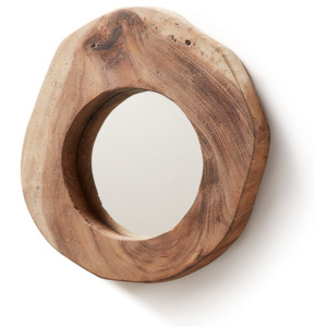 Oglinda rotunda din lemn tec 28 cm Kalb La Forma