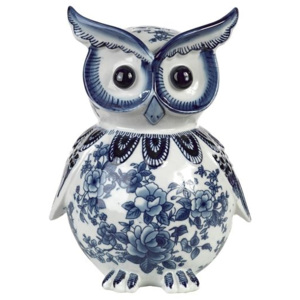 Pusculita din portelan alb/albastru Owl Pols Potten