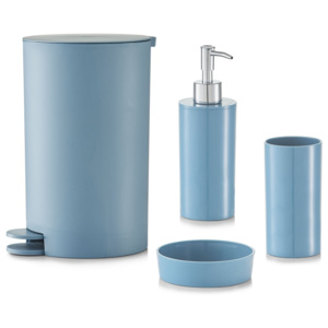 Set 4 accesorii pentru baie din plastic, Blue
