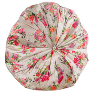 Perna decorativa rotunda, crem floral, 65 cm