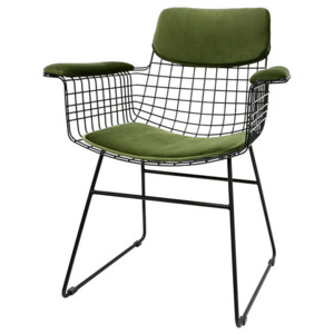 Set perne catifea verde pentru sezut si spatar scaun cu manere HK Living