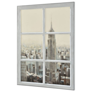 Tablou pictat manual - vedere de la fereastra (luminoasa) model 50 - panza in, cu rama ascunsa - 120x90x3,8cm