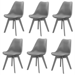 [en.casa] Set 6 scaune design - 83 x 48cm, plastic, gri