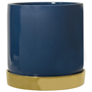 Ghiveci cu farfurie din ceramica Blue, Ø14xH14 cm