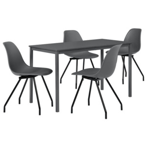 Masa bucatarie/salon design elegant (120x60cm) - cu 4 scaune elegante (gri inchis)