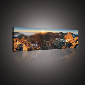 Tablou canvas: Apus de soare în munți - 145x45 cm