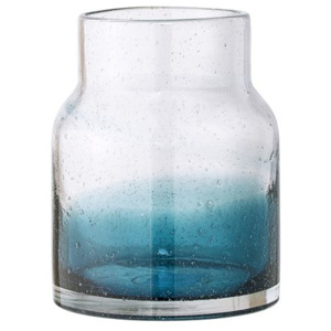 Vaza din sticla transparenta albastra 19 cm Blue Bloomingville