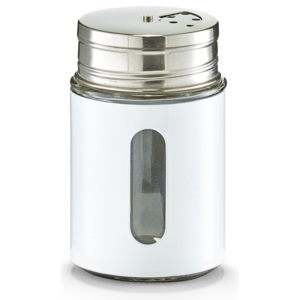 Recipient pentru condimente Visual, inox si sticla, White 270 ml, Ø 7xH11,5 cm