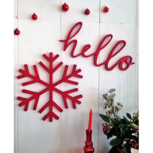 Decorațiune perete de Crăciun Snow Flake, 38 x 1,8 x 38 cm, roșu