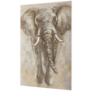Tablou pictat manual - elefant - panza in, cu rama ascunsa - 180x120x3,8cm