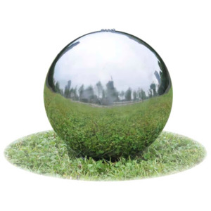 Fântână sferică pentru grădină din oțel inoxidabil cu LED, 40 cm