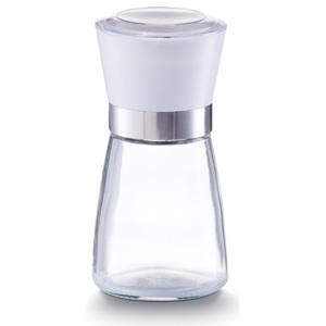 Rasnita sare / piper din sticla si plastic, Small White Ø 6,5xH13,6 cm