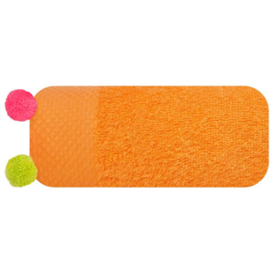 Prosop baie din bumbac cu ciucuri Candy Orange-30 x 50 cm