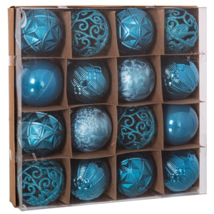 Set 16 decorațiuni de Crăciun Unimasa Tones, albastru