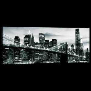 Tablou canvas: Brooklyn Bridge alb-negru (4) - 145x45 cm