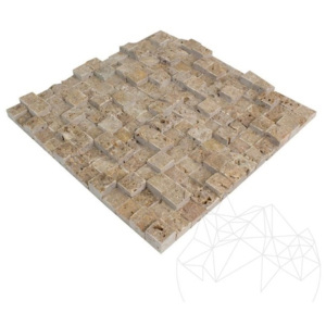 Mozaic Travertin Noce 3D Scapitat 2.5 x 2.5 cm