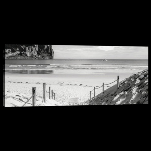 Tablou canvas: Plajă nisipoasă (alb-negru) - 145x45 cm